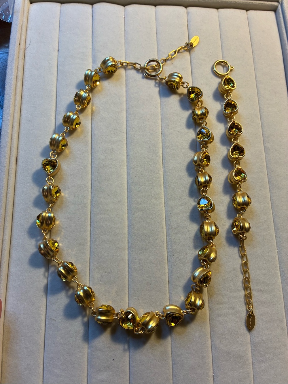 Catwalk Jon Gold Citrine Heart Link Necklace and bracelet set - Picture 2 of 8